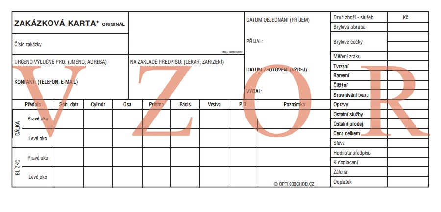 Zakázková karta propisovací (balení 1000ks)